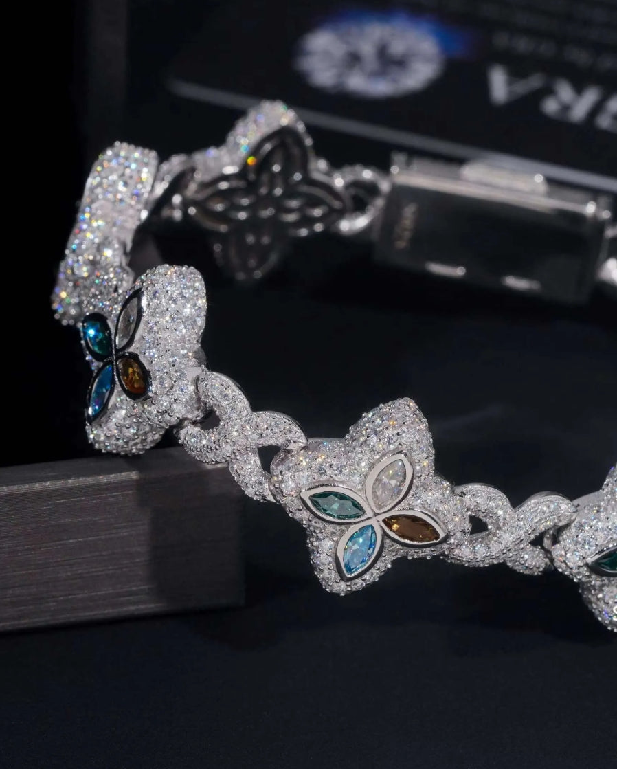Infinity Clover Moissanite Cuban Bracelet