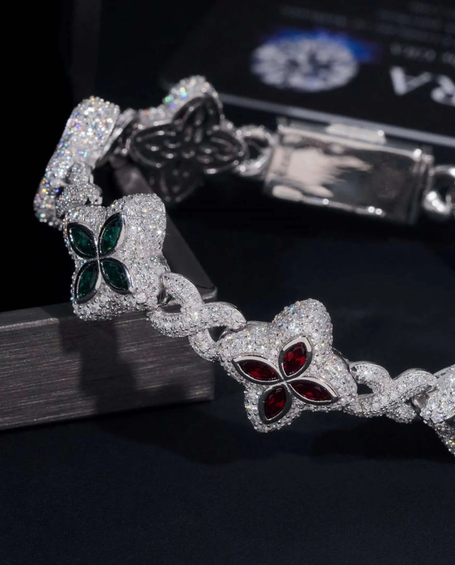 Infinity Clover Moissanite Cuban Bracelet