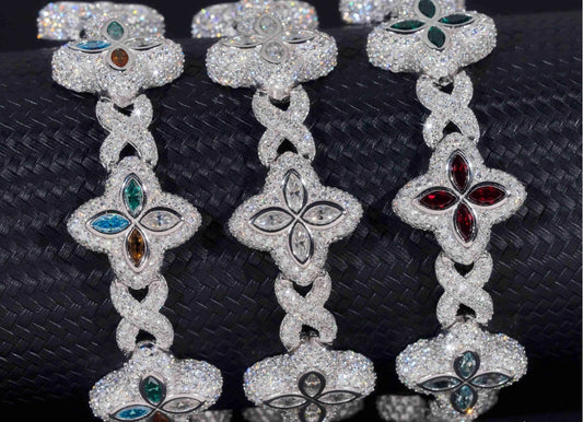 Infinity Clover Moissanite Cuban Bracelet